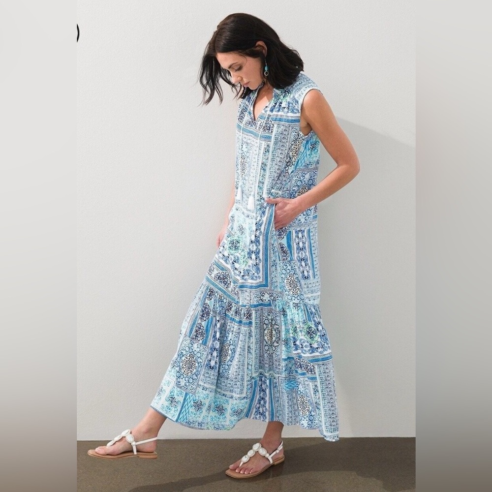 Chicos Sleeveless Peasant Maxi Dress - image 2